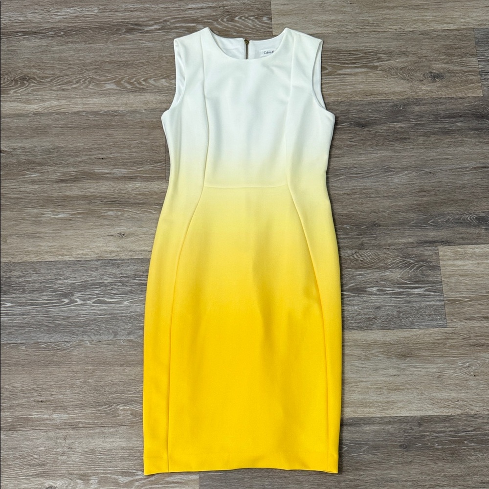 Calvin Klein White and Yellow Ombre Midi Dress - Picture 1 of 4